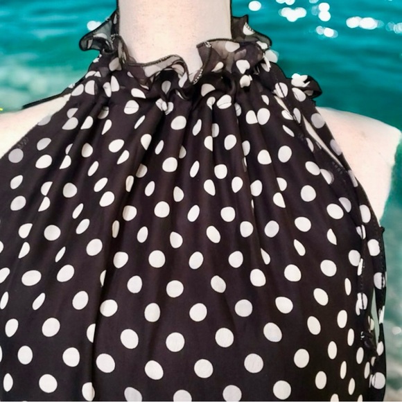 Cheng Xin NWT Dress Black White Polka Dot Halter Neck Maxi Resortwear Size XXL - Picture 3 of 16